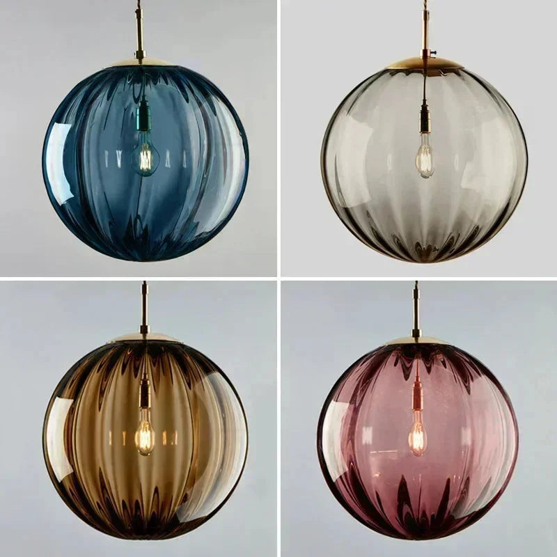 Lampa Wisząca Art Deco ze Szklanym Kloszem w Kształcie Kuli - 8