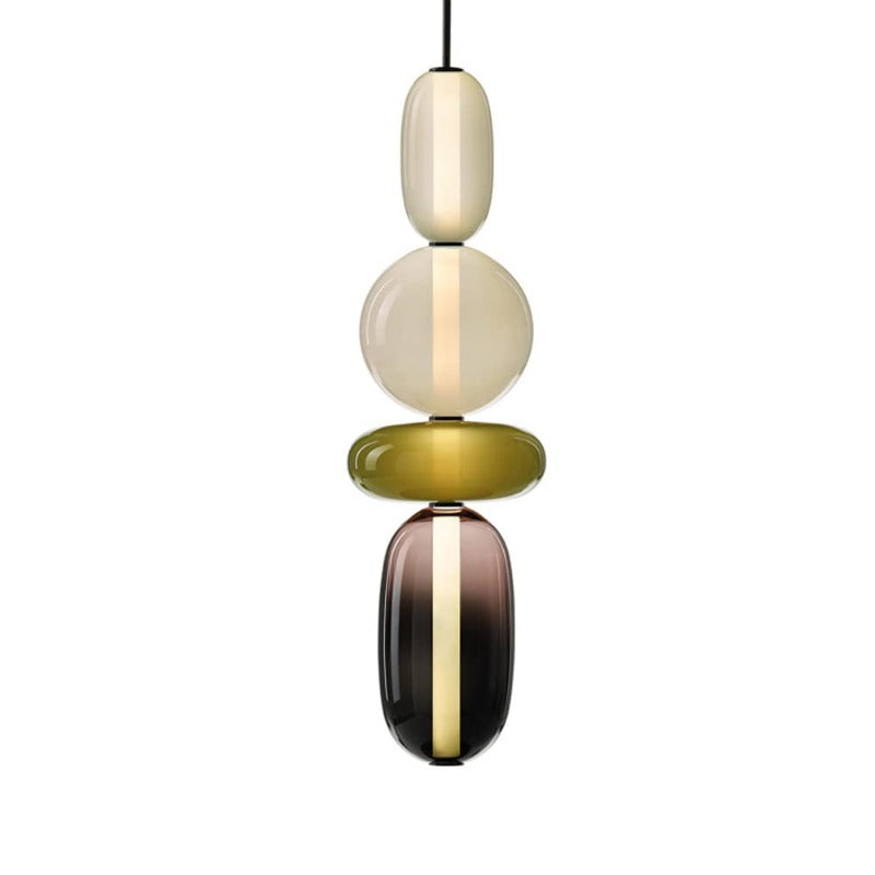 Lampa Wisząca Art Deco ze Szklanymi Kloszami w Kształcie Kulek i Kapsułek - 23