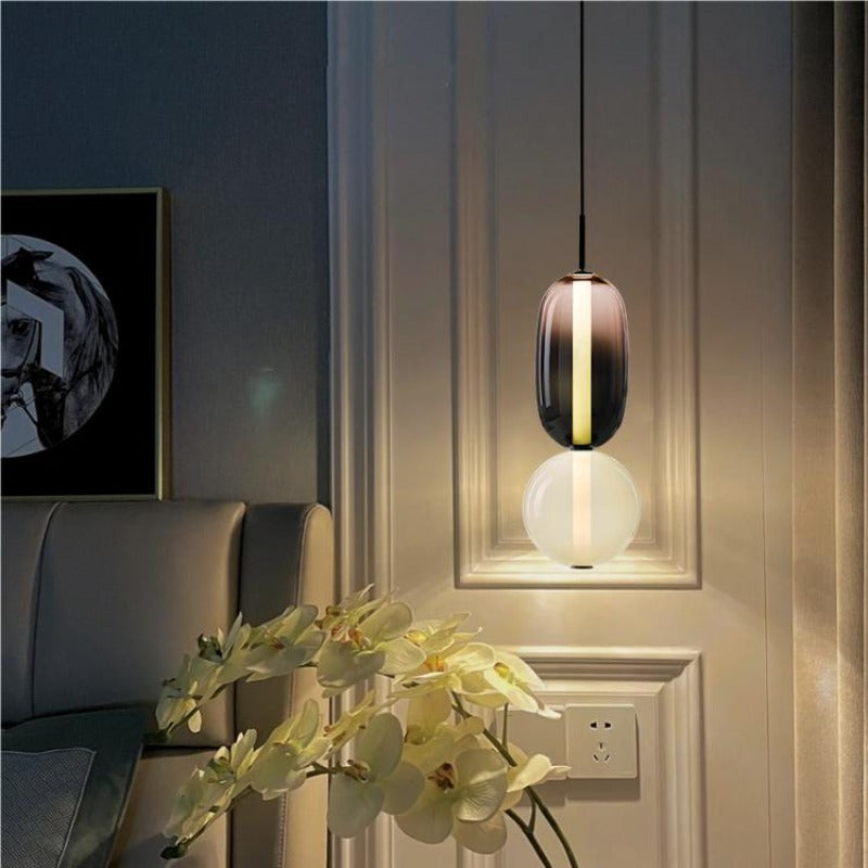 Lampa Wisząca Art Deco ze Szklanymi Kloszami w Kształcie Kulek i Kapsułek