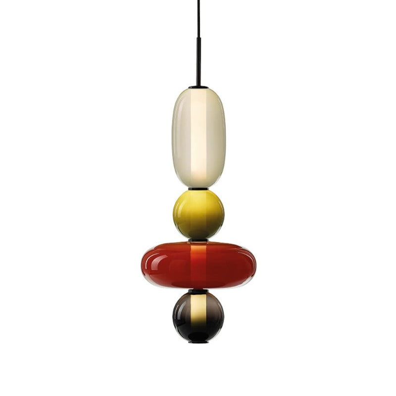 Lampa Wisząca Art Deco ze Szklanymi Kloszami w Kształcie Kulek i Kapsułek - 6