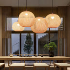 Lampa Wisząca Bambusowa Boho z Plecioną Okrągłą Kloszą - 11