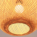 Lampa Wisząca Bambusowa Boho z Plecioną Okrągłą Kloszą - 15