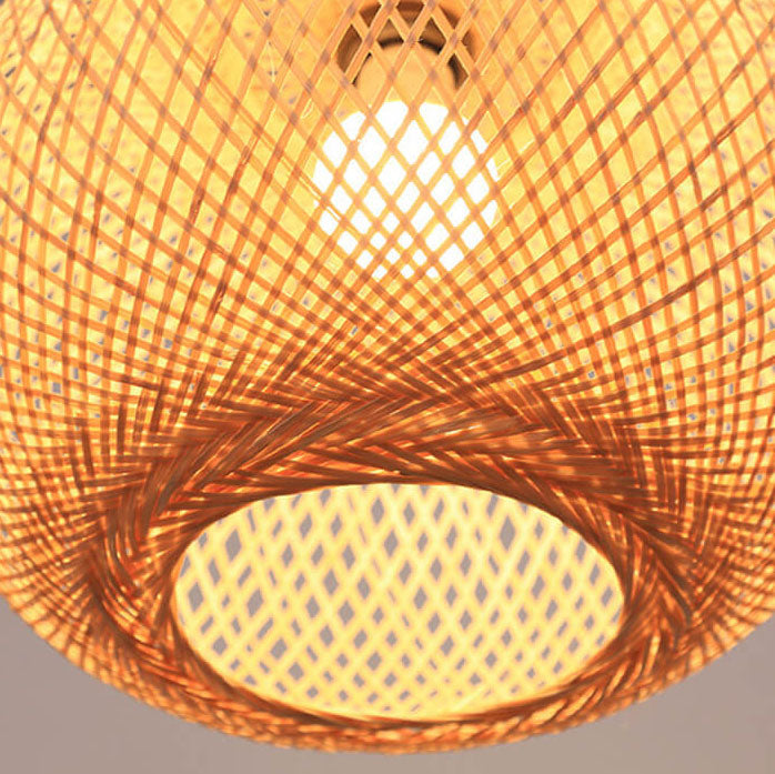 Lampa Wisząca Bambusowa Boho z Plecioną Okrągłą Kloszą - 15