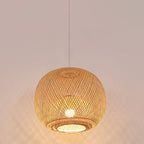 Lampa Wisząca Bambusowa Boho z Plecioną Okrągłą Kloszą - 18