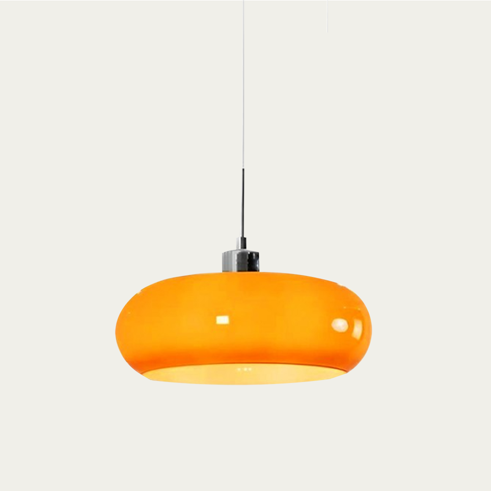 Lampa Wisząca Bauhaus ze Szklanym Kloszem Retro - Bursztynowy