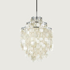 Lampa Wisząca Boho z Dyskami z Muszli na Metalowej Ramie - Chrom