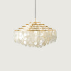 Lampa Wisząca Boho z Dyskami z Muszli na Metalowej Ramie - 13