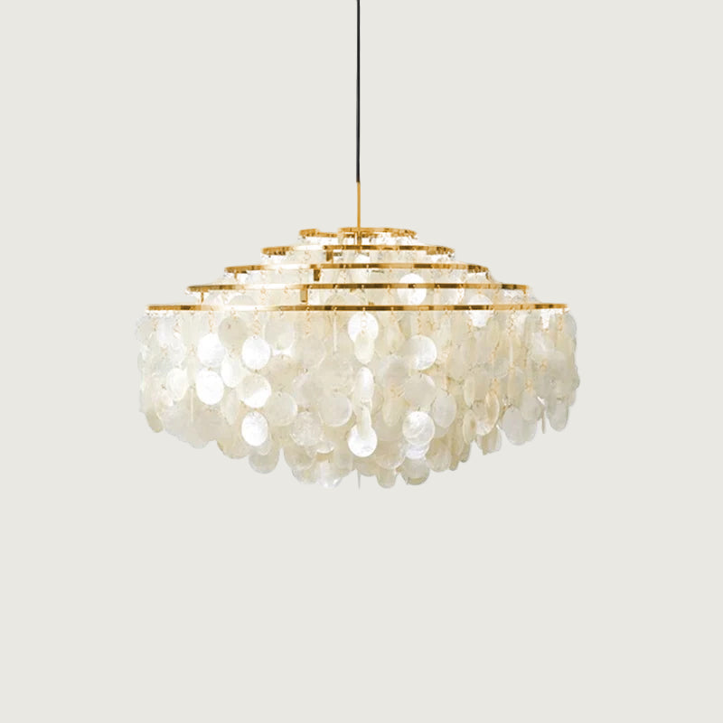 Lampa Wisząca Boho z Dyskami z Muszli na Metalowej Ramie - 13