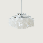 Lampa Wisząca Boho z Dyskami z Muszli na Metalowej Ramie - Chrom