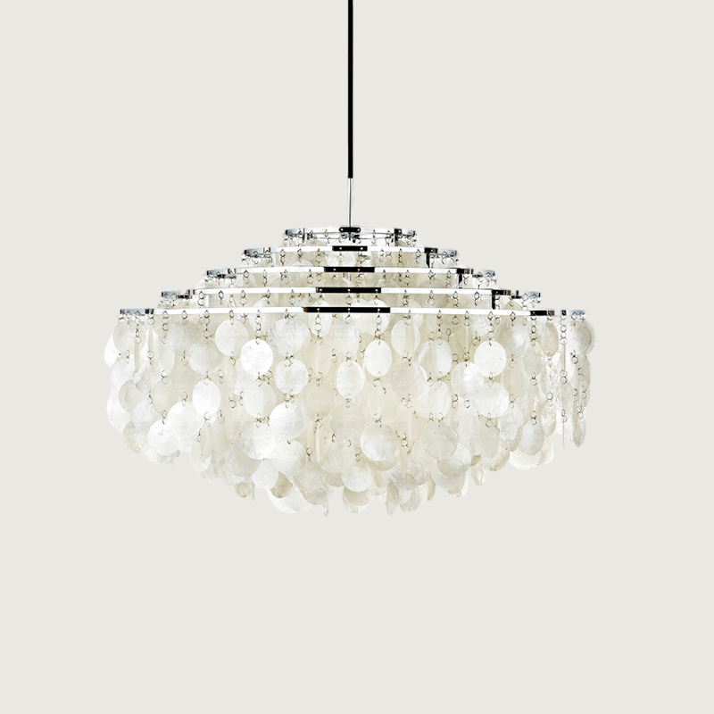 Lampa Wisząca Boho z Dyskami z Muszli na Metalowej Ramie - 16