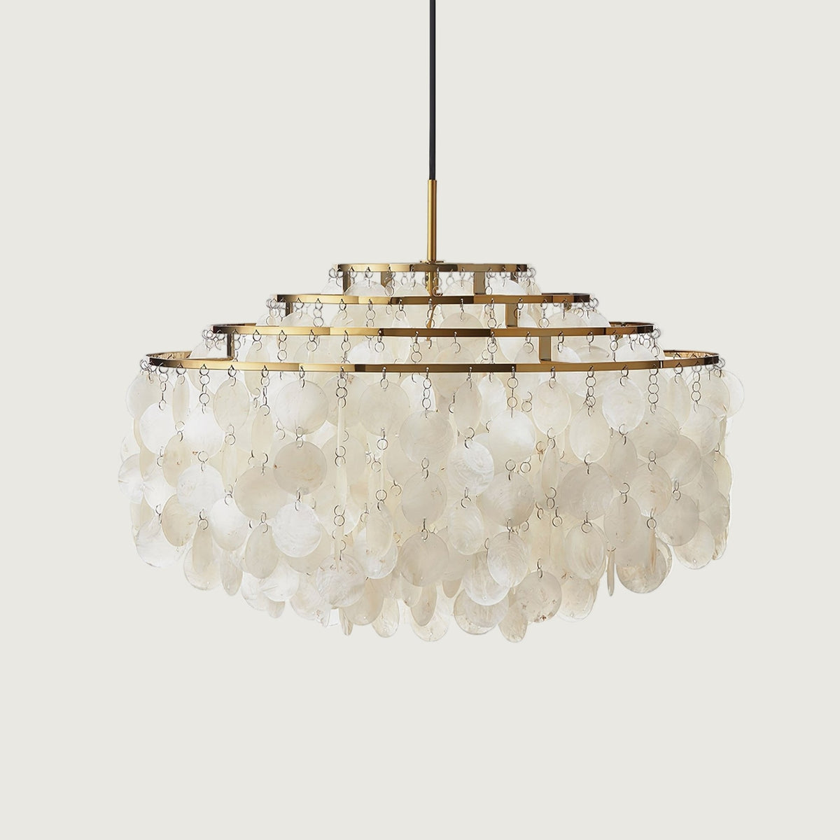 Lampa Wisząca Boho z Dyskami z Muszli na Metalowej Ramie - 4