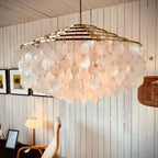 Lampa Wisząca Boho z Dyskami z Muszli na Metalowej Ramie - 7
