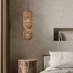 Lampa Wisząca Boho z Plecioną Rattanową Kloszą w Kształcie Klepsydry - 3