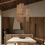Lampa Wisząca Boho z Plecioną Rattanową Kloszą w Kształcie Klepsydry - 4