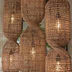 Lampa Wisząca Boho z Plecioną Rattanową Kloszą w Kształcie Klepsydry - 6