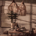 Lampa Wisząca Boho z Plecionego Rattanu z Drewnianym Wykończeniem - 9