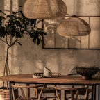 Lampa Wisząca Boho z Plecionego Rattanu z Drewnianym Wykończeniem - 10