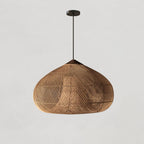 Lampa Wisząca Boho z Plecionego Rattanu z Drewnianym Wykończeniem - 17