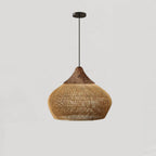 Lampa Wisząca Boho z Plecionego Rattanu z Drewnianym Wykończeniem - 19
