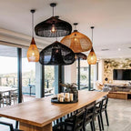 Lampa Wisząca Boho z Plecionego Rattanu z Drewnianym Wykończeniem - 3