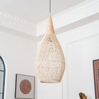Lampa Wisząca Boho z Plecionego Rattanu z Drewnianym Wykończeniem - 5