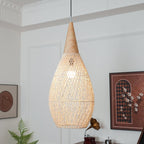 Lampa Wisząca Boho z Plecionego Rattanu z Drewnianym Wykończeniem - 6
