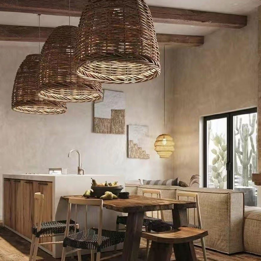 Lampa Wisząca Boho z Rattanowym Kloszem i Regulowaną Wysokością - 4