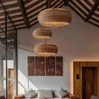 Lampa Wisząca Boho z Rattanu w Kształcie Elipsy - 4