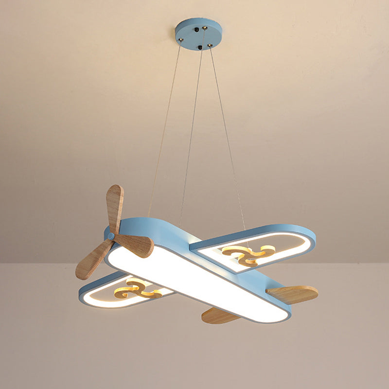 Lampa Wisząca do Pokoju Dziecięcego w Kształcie Samolotu z Pilotem - Niebieski