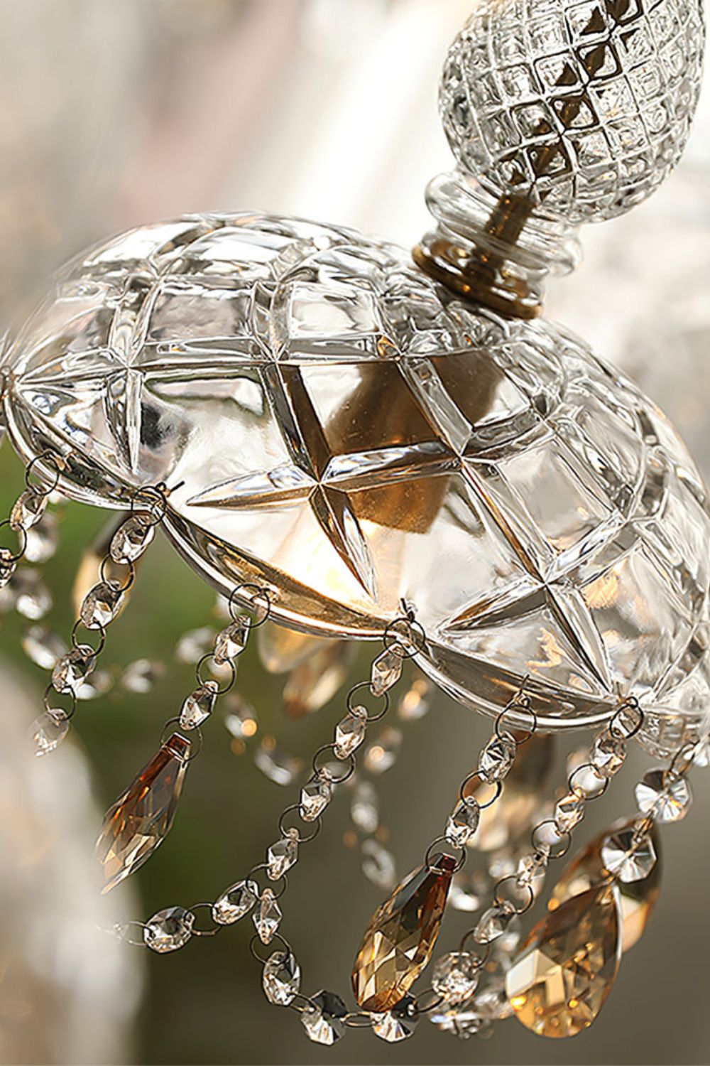 Lampa Wisząca Glamour z Kryształami i Szklanym Kloszem w Stylu Art Deco - 9