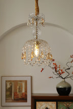 Lampa Wisząca Glamour z Kryształami i Szklanym Kloszem w Stylu Art Deco - 3
