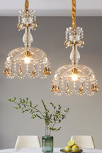 Lampa Wisząca Glamour z Kryształami i Szklanym Kloszem w Stylu Art Deco - 5