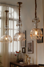 Lampa Wisząca Glamour z Kryształami i Szklanym Kloszem w Stylu Art Deco - 6