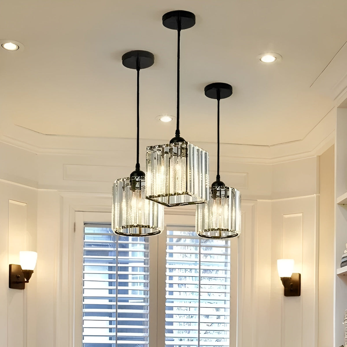 Lampa Wisząca Glamour z Kryształowym Kloszem i Regulowaną Wysokością - 3