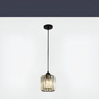 Lampa Wisząca Glamour z Kryształowym Kloszem i Regulowaną Wysokością - Czarny Okrągły