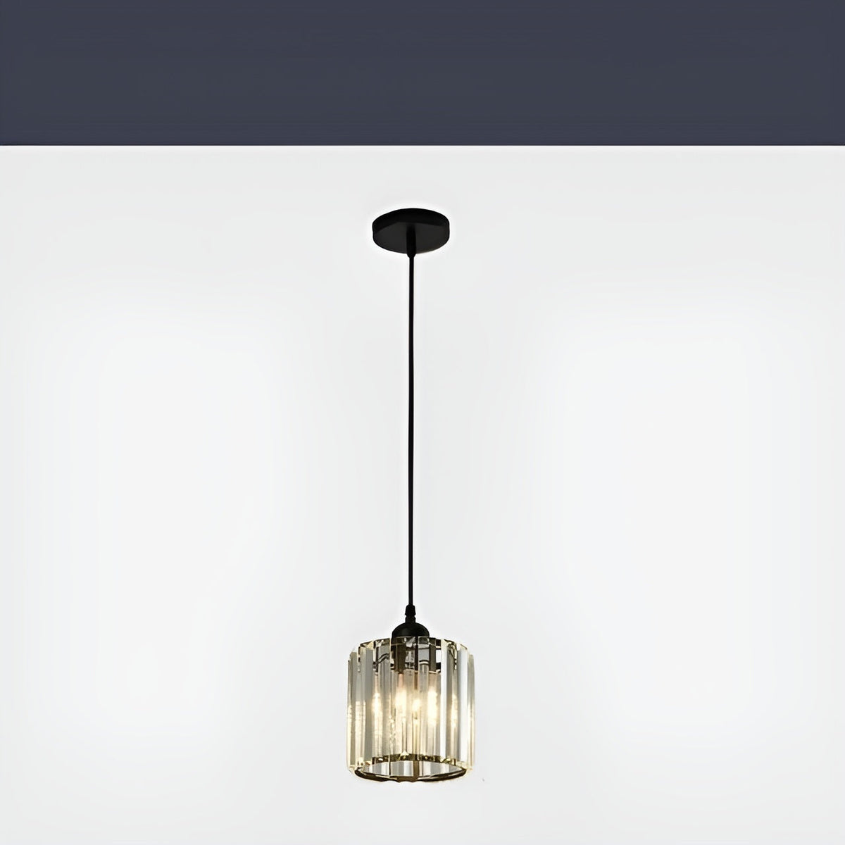 Lampa Wisząca Glamour z Kryształowym Kloszem i Regulowaną Wysokością - Czarny Okrągły