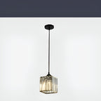 Lampa Wisząca Glamour z Kryształowym Kloszem i Regulowaną Wysokością - Czarny Kwadratowy