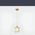 Lampa Wisząca Glamour z Kryształowym Kloszem i Regulowaną Wysokością - Złoty Okrągły