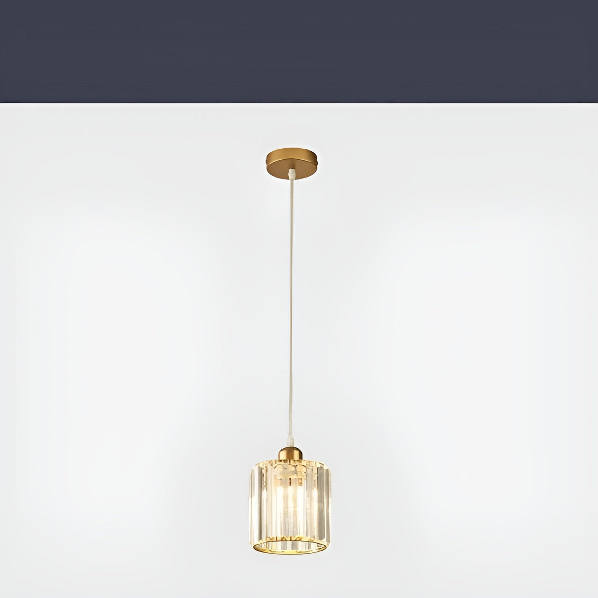 Lampa Wisząca Glamour z Kryształowym Kloszem i Regulowaną Wysokością - Złoty Okrągły