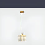 Lampa Wisząca Glamour z Kryształowym Kloszem i Regulowaną Wysokością - Złoty Kwadratowy