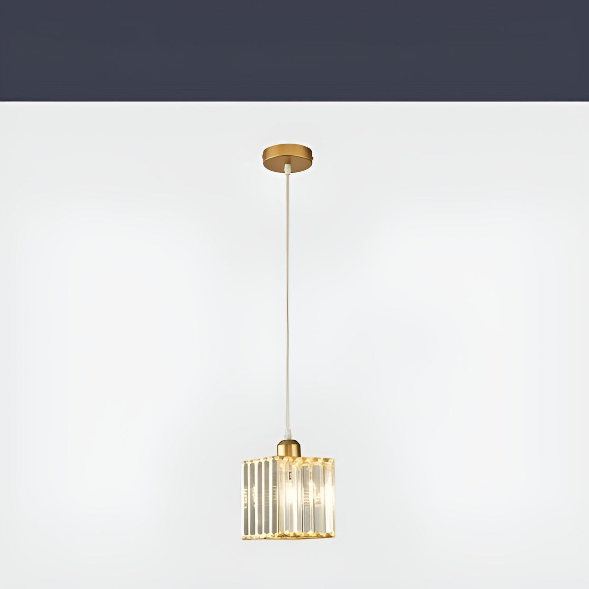 Lampa Wisząca Glamour z Kryształowym Kloszem i Regulowaną Wysokością - Złoty Kwadratowy