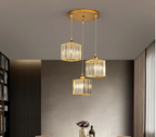 Lampa Wisząca Glamour z Kryształowymi Kloszami i Regulowaną Wysokością - Złoty