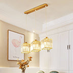 Lampa Wisząca Glamour z Kryształowymi Kloszami i Regulowaną Wysokością - Złoty