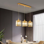 Lampa Wisząca Glamour z Kryształowymi Kloszami i Regulowaną Wysokością - Złoty