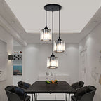Lampa Wisząca Glamour z Kryształowymi Kloszami i Regulowaną Wysokością - Czarny