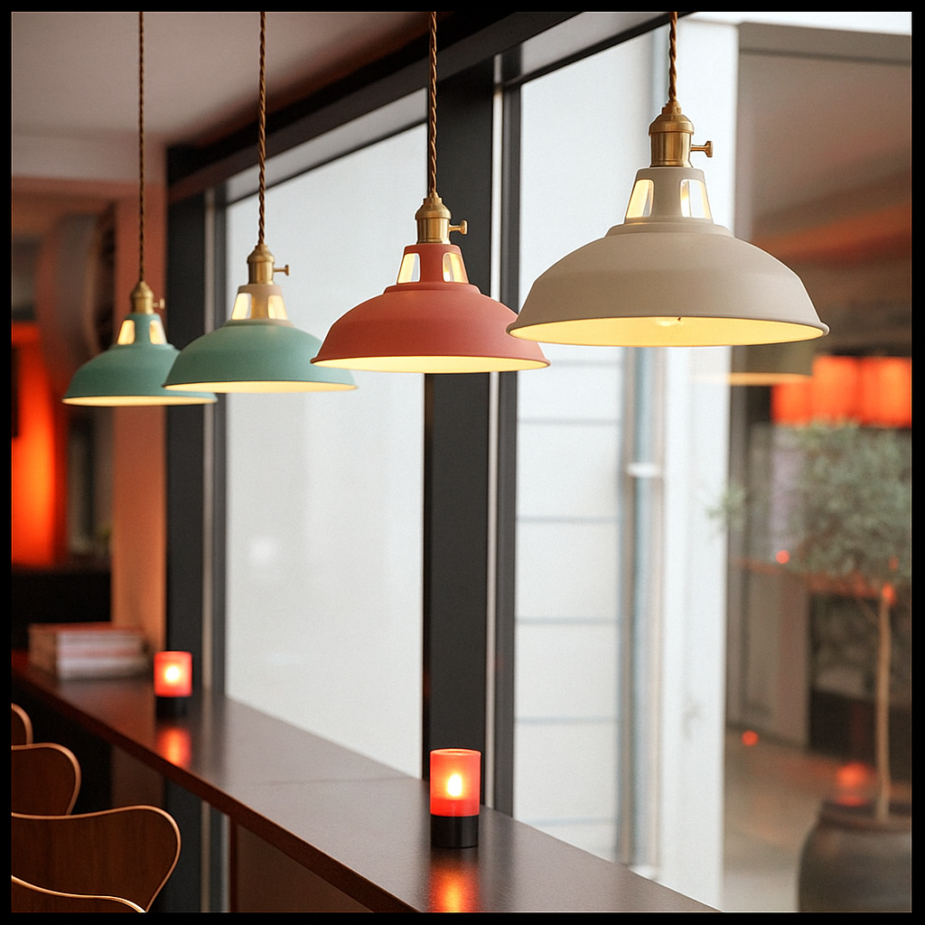 Lampa Wisząca Industrialna z Kolorowym Kloszem Metalowym - 11