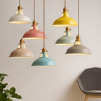 Lampa Wisząca Industrialna z Kolorowym Kloszem Metalowym - Różowy