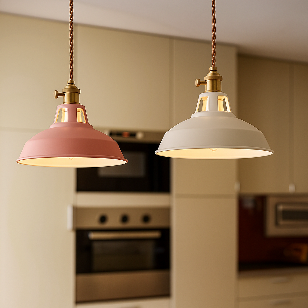 Lampa Wisząca Industrialna z Kolorowym Kloszem Metalowym - 4