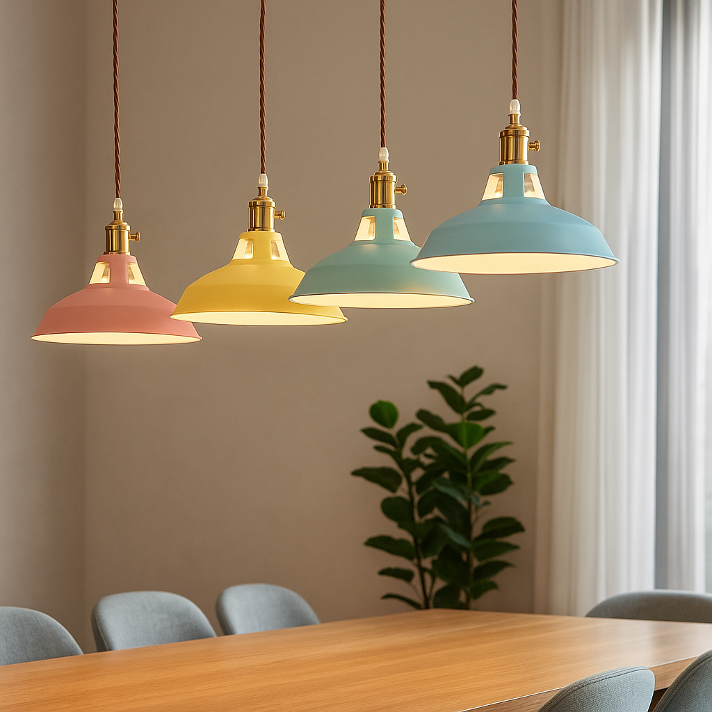 Lampa Wisząca Industrialna z Kolorowym Kloszem Metalowym - 5