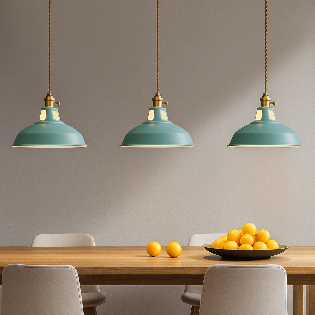 Lampa Wisząca Industrialna z Kolorowym Kloszem Metalowym - 7